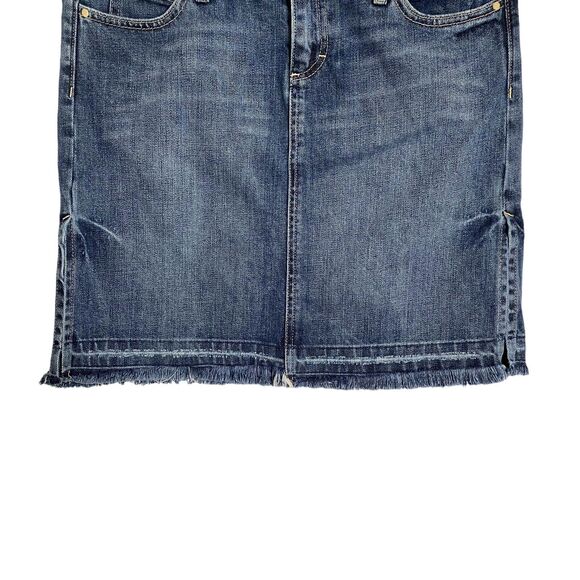 Express Denim Laboratory Short Mini Denim Jean Skirt Womens Size 4 Distressed - Picture 7 of 8